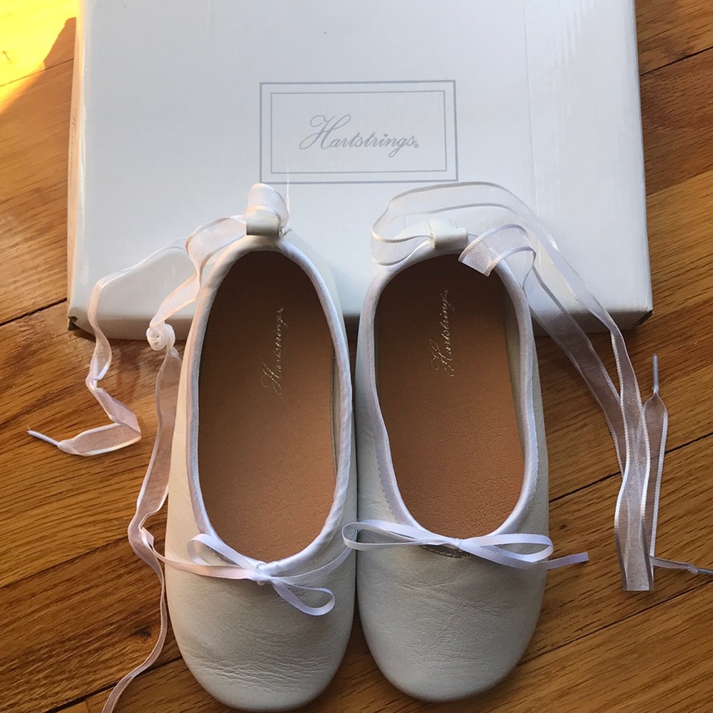 Girls white leather ballet flats shoes bow